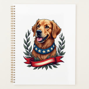 Patriotisches Golden Retriever-Americana-Kunst-T-S Planer