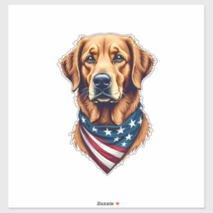 Patriotisches Golden Retriever-Bandana-Vintage-T-S Aufkleber