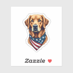 Patriotisches Golden Retriever-Bandana-Vintage-T-S Aufkleber