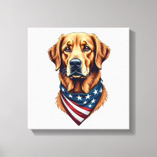 Patriotisches Golden Retriever-Bandana-Vintage-T-S Leinwanddruck