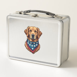 Patriotisches Golden Retriever-Bandana-Vintage-T-S Metall Brotdose
