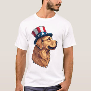 Patriotisches Golden Retriever-Diagonal-Wappen-Shi T-Shirt