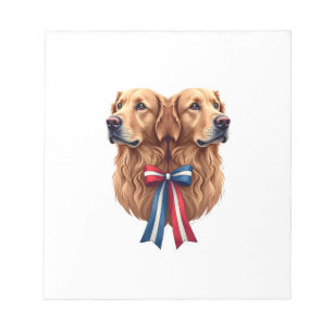Patriotisches Golden Retriever Doppelportrait-Shir Notizblock