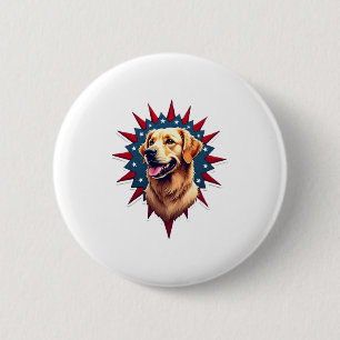 Patriotisches Golden Retriever Eck-Burst-Shirt 2 Button