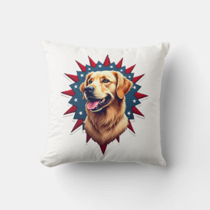 Patriotisches Golden Retriever Eck-Burst-Shirt 2 Kissen