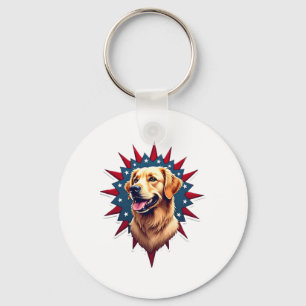 Patriotisches Golden Retriever Eck-Burst-Shirt 2 Schlüsselanhänger