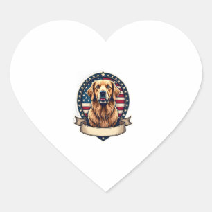 Patriotisches Golden Retriever-Emblem Vintage-T-Sh Herz-Aufkleber