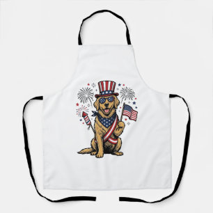 Patriotisches Golden Retriever Feuerwerk Vintage-S Schürze