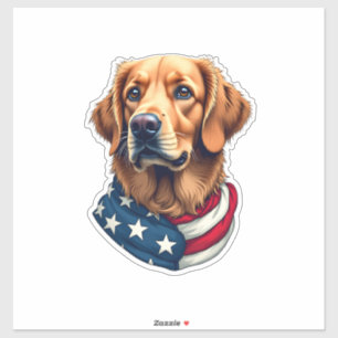 Patriotisches Golden Retriever Gesicht Vintage-Shi Aufkleber