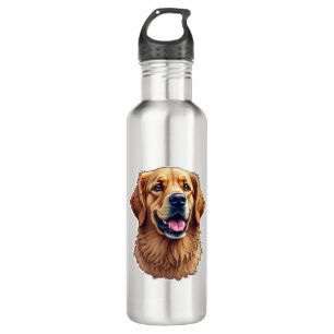Patriotisches Golden Retriever-Gesicht Vintage-Shi Edelstahlflasche