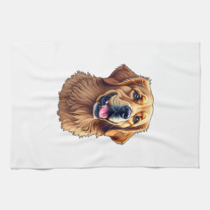 Patriotisches Golden Retriever Gesicht Vintage-Shi Geschirrtuch