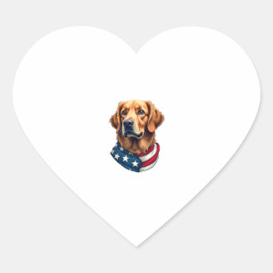 Patriotisches Golden Retriever-Gesicht Vintage-Shi Herz-Aufkleber
