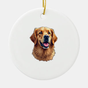 Patriotisches Golden Retriever-Gesicht Vintage-Shi Keramik Ornament