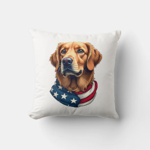 Patriotisches Golden Retriever-Gesicht Vintage-Shi Kissen
