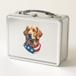 Patriotisches Golden Retriever Gesicht Vintage-Shi Metall Brotdose