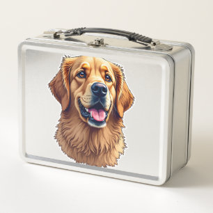 Patriotisches Golden Retriever-Gesicht Vintage-Shi Metall Brotdose