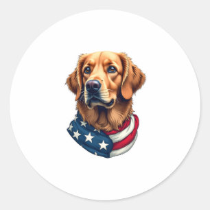 Patriotisches Golden Retriever Gesicht Vintage-Shi Runder Aufkleber