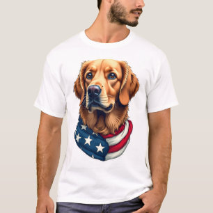 Patriotisches Golden Retriever Gesicht Vintage-Shi T-Shirt