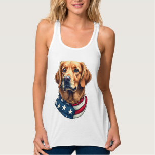 Patriotisches Golden Retriever Gesicht Vintage-Shi Tank Top