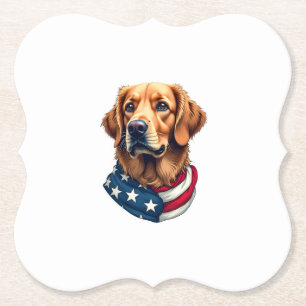 Patriotisches Golden Retriever Gesicht Vintage-Shi Untersetzer