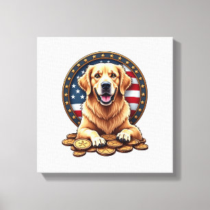 Patriotisches Golden Retriever-gestapeltes Münz-Sh Leinwanddruck