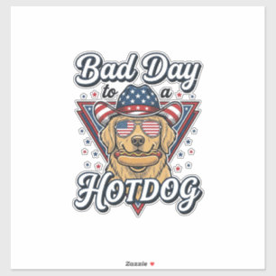 Patriotisches Golden Retriever Hotdog Vintage-Shir Aufkleber