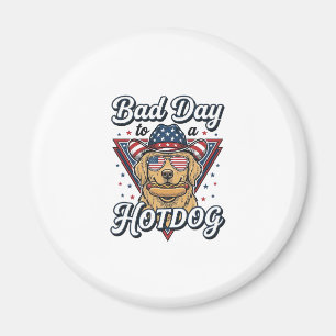 Patriotisches Golden Retriever Hotdog Vintage-Shir Magnet