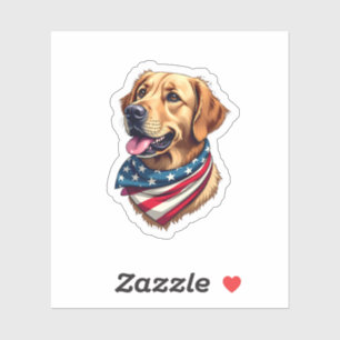 Patriotisches Golden Retriever Kopf Vintage-Shirt Aufkleber