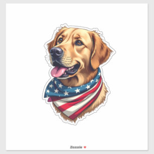Patriotisches Golden Retriever Kopf Vintage-Shirt Aufkleber
