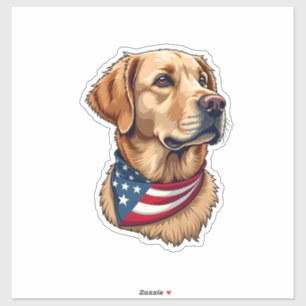 Patriotisches Golden Retriever Kopf Vintage-Shirt  Aufkleber
