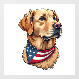 Patriotisches Golden Retriever Kopf Vintage-Shirt  Fensteraufkleber