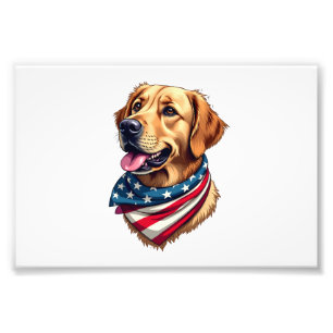 Patriotisches Golden Retriever Kopf Vintage-Shirt Fotodruck