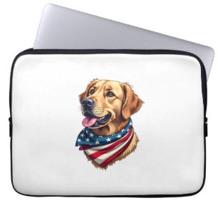 Patriotisches Golden Retriever Kopf Vintage-Shirt Laptopschutzhülle