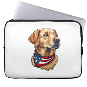 Patriotisches Golden Retriever Kopf Vintage-Shirt  Laptopschutzhülle