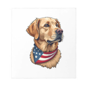 Patriotisches Golden Retriever Kopf Vintage-Shirt  Notizblock