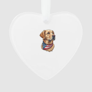 Patriotisches Golden Retriever Kopf Vintage-Shirt  Ornament