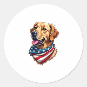 Patriotisches Golden Retriever Kopf Vintage-Shirt Runder Aufkleber