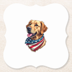 Patriotisches Golden Retriever Kopf Vintage-Shirt Untersetzer