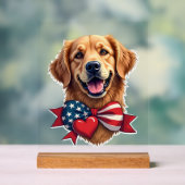 Patriotisches Golden Retriever Liebhaber Vintage-S Acrylschild (Neutral)