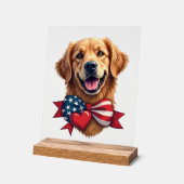 Patriotisches Golden Retriever Liebhaber Vintage-S Acrylschild (Winkel)