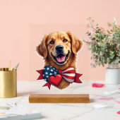 Patriotisches Golden Retriever Liebhaber Vintage-S Acrylschild (Hochzeit)