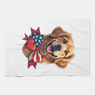 Patriotisches Golden Retriever Liebhaber Vintage-S Geschirrtuch