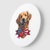 Patriotisches Golden Retriever Liebhaber Vintage-S Große Wanduhr (Winkel)