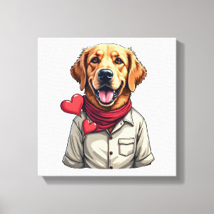 Patriotisches Golden Retriever Liebhaber Vintage-S Leinwanddruck