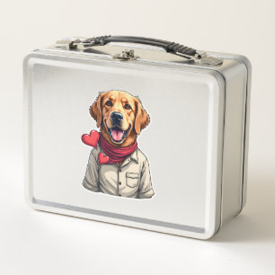 Patriotisches Golden Retriever Liebhaber Vintage-S Metall Brotdose