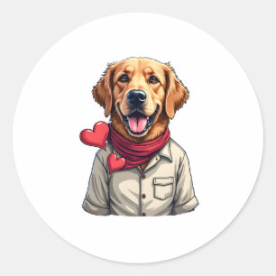 Patriotisches Golden Retriever Liebhaber Vintage-S Runder Aufkleber