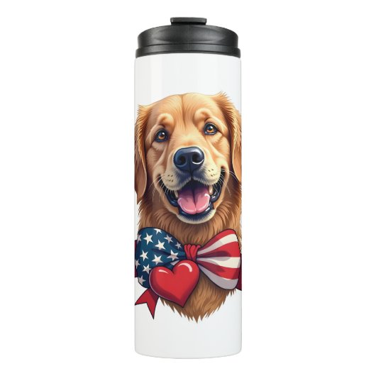 Patriotisches Golden Retriever Liebhaber Vintage-S Thermosbecher (Vorderseite)