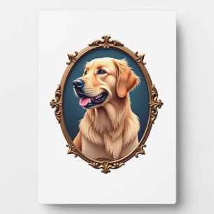 Patriotisches Golden Retriever-Oval-Cameo-Shirt 2 Fotoplatte