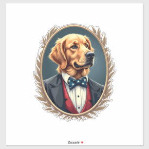 Patriotisches Golden Retriever-Porträt Vintage T-S Aufkleber