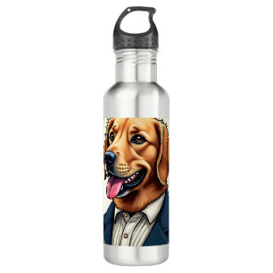 Patriotisches Golden Retriever-Porträt Vintage T-S Edelstahlflasche